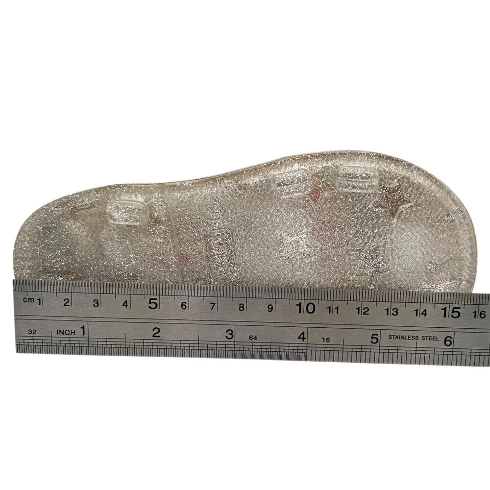 Carters Toddler Girls Jelly Sandals Size 8 Silver Rainbow Flexible & Lightweight